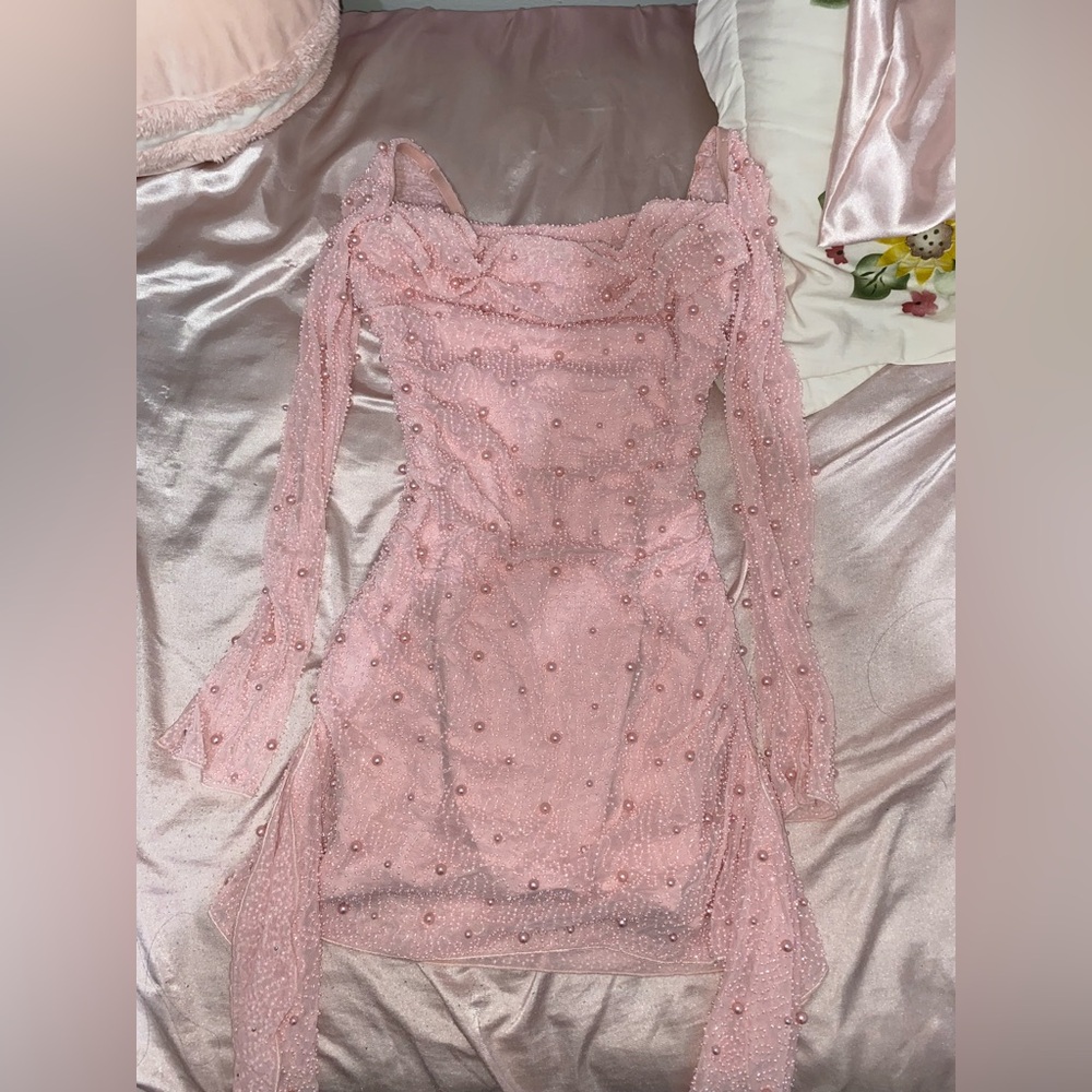 Tivoli Light Pink Beaded Mini Dress - Picture 2 of 4